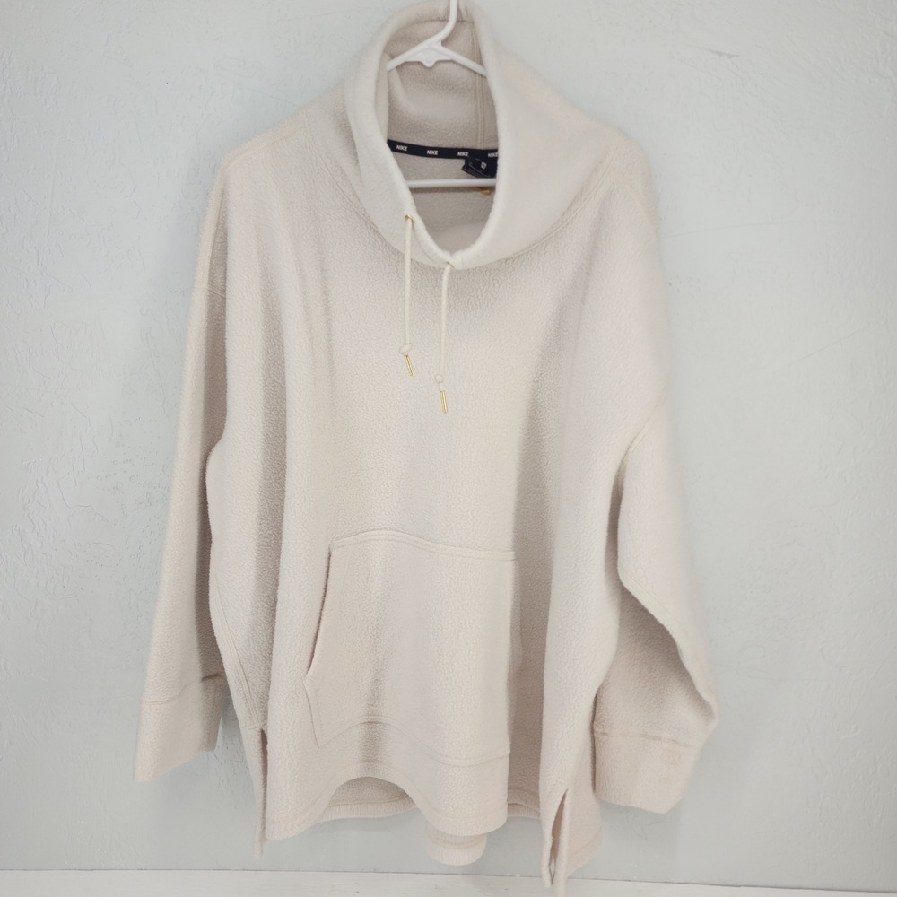 Nike Women XL‎ | Cream Off White Fleece Funnel Neck Pullover Sweatshirt